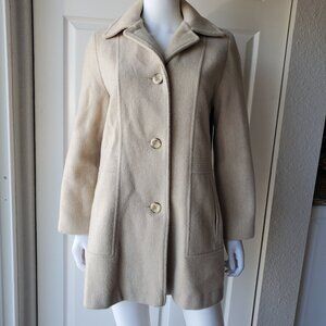 Herman Kay Vintage Beige Wool Blend Pea Coat